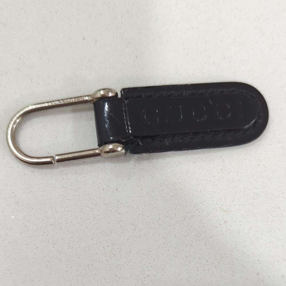 GUCCI Keyring Keychain Bag Charm Black Leather 0065982K Authentic fair condition